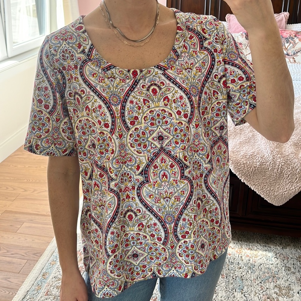 Talbots paisley shirt sleeve top size 1x